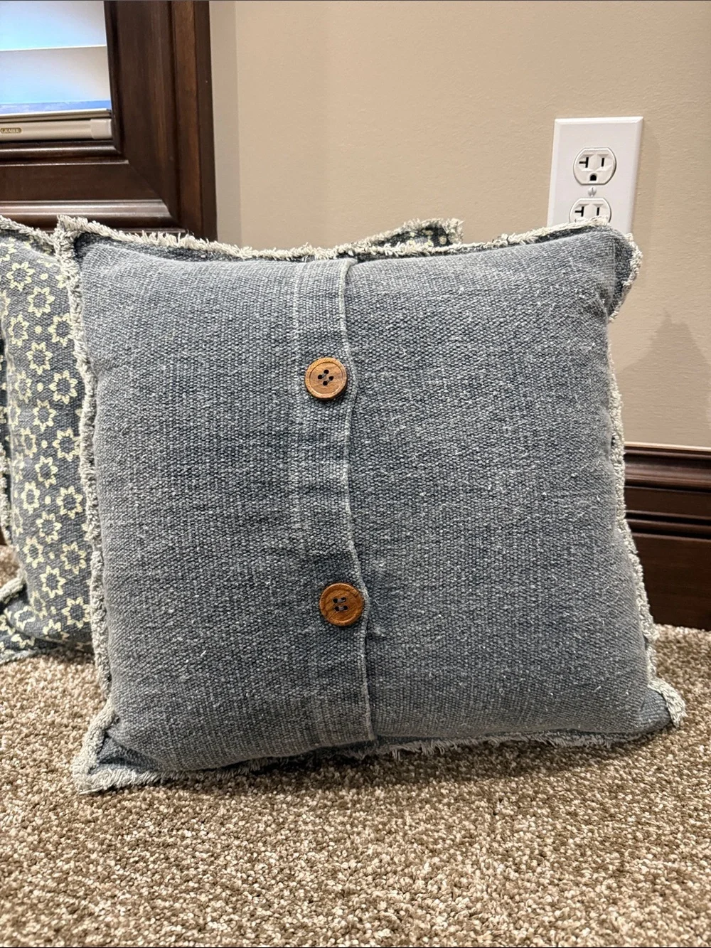 Decorative Blue Gray Textured Throw Pillow - Set of 2